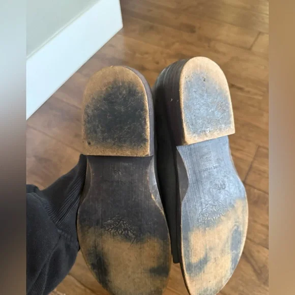 FREE PEOPLE Mont Blanc Sandal Black Leather Slip On Shoes size 8.5 - Picture 6 of 9